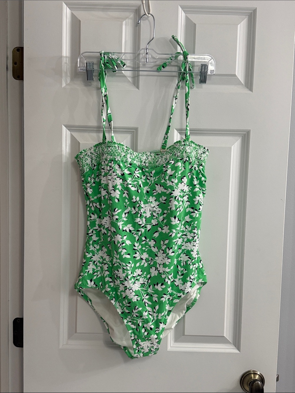 Lands' End Green and White Floral One-Piece Swimsuit by DRAPER JAMES NWOT